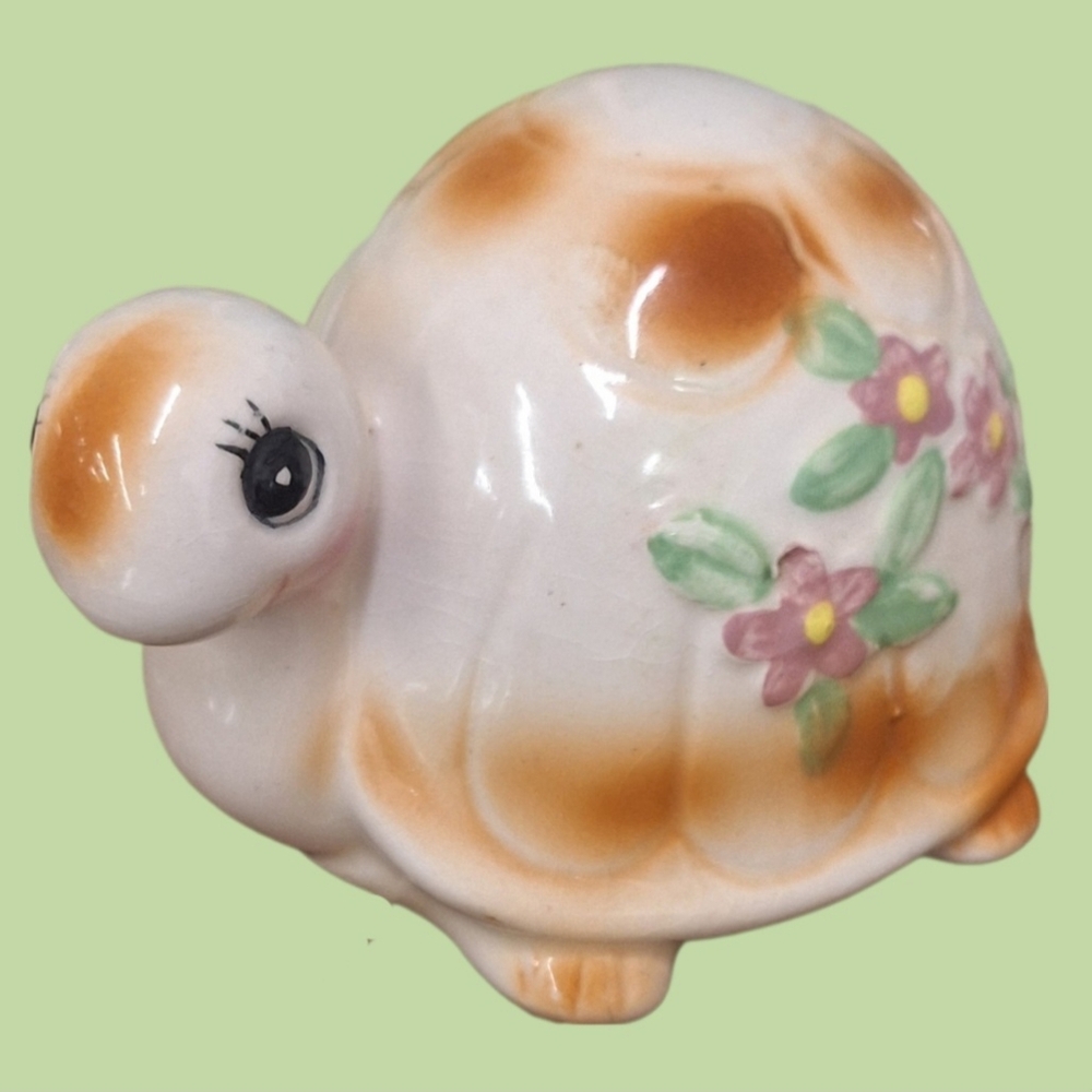 Vintage Ceramic Cotton Ball Holder  Retro 70s Hippie Flowerpower Cottagecore
